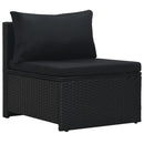 haveloungesæt 6 dele med hynder polyrattan sort