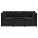 haveloungesæt 4 dele med hynder polyrattan sort