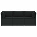 haveloungesæt 4 dele med hynder polyrattan sort