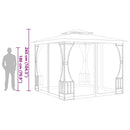 pavillon med net 300x300x265 cm cremefarvet