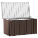 opbevaringskasse til haven brun 129x67x65 cm