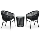 bistrosæt 3 dele med hynder PVC-rattan sort
