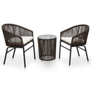 bistrosæt 3 dele med hynder PVC-rattan brun