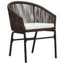 bistrosæt 3 dele med hynder PVC-rattan brun