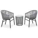 bistrosæt 3 dele med hynder PVC-rattan grå
