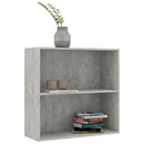 bogreol med 2 hylder 80x30x76,5 cm konstrueret træ betongrå