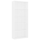 bogreol med 5 hylder 80x30x189 cm konstrueret træ hvid