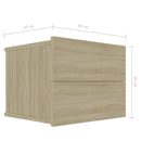 sengeborde 2 stk. 40x30x30 cm konstrueret træ sonoma-eg
