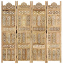 4-panels rumdeler håndskåret 160 x 165 cm massivt mangotræ