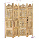 4-panels rumdeler håndskåret 160 x 165 cm massivt mangotræ