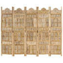 5-panels rumdeler håndskåret 200 x 165 cm massivt mangotræ