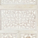 4-panels rumdeler håndskåret 160 x 165 cm massivt mangotræ hvid