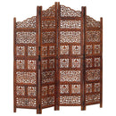 4-panels rumdeler håndskåret 160 x 165 cm massivt mangotræ brun