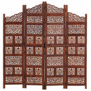 4-panels rumdeler håndskåret 160 x 165 cm massivt mangotræ brun