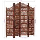 4-panels rumdeler håndskåret 160 x 165 cm massivt mangotræ brun