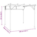 pergola med tilbagetrækkeligt tag 3x3 m stål cremefarvet