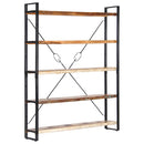 bogreol med 5 hylder 140x30x180 cm massivt genbrugstræ