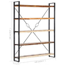 bogreol med 5 hylder 140x30x180 cm massivt genbrugstræ