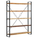 bogreol med 5 hylder 140x30x180 cm massivt genbrugstræ