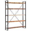 bogreol med 5 hylder 140x30x180 cm massivt genbrugstræ