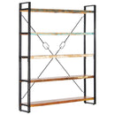 bogreol med 5 hylder 140x30x180 cm massivt genbrugstræ