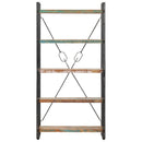 bogreol med 5 hylder 90x30x180 cm massivt genbrugstræ