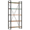bogreol med 5 hylder 90x30x180 cm massivt genbrugstræ