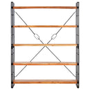 bogreol i 5 niveauer 140x30x180 cm massivt akacietræ