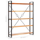 bogreol i 5 niveauer 140x30x180 cm massivt akacietræ