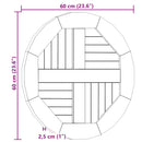 rund bordplade 2,5 cm 60 cm massivt teaktræ