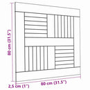 bordplade 80x80x2,5 cm firkantet massivt teaktræ