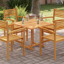 bordplade 80x80x2,5 cm firkantet massivt teaktræ