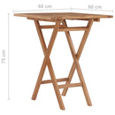 foldbart havebord 60x60x75 cm massivt teaktræ