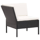 haveloungesæt 6 dele med hynder polyrattan sort