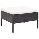 haveloungesæt 6 dele med hynder polyrattan sort