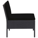 haveloungesæt 6 dele med hynder polyrattan sort