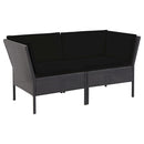 haveloungesæt 6 dele med hynder polyrattan sort