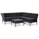 haveloungesæt 6 dele med hynder polyrattan sort