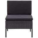 haveloungesæt 6 dele med hynder polyrattan sort