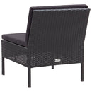 haveloungesæt 6 dele med hynder polyrattan sort