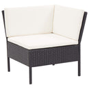 haveloungesæt 3 dele med hynder polyrattan sort
