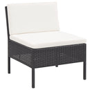 haveloungesæt 3 dele med hynder polyrattan sort