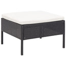 haveloungesæt 3 dele med hynder polyrattan sort