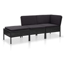 haveloungesæt 3 dele med hynder polyrattan sort