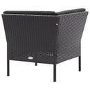 haveloungesæt 3 dele med hynder polyrattan sort