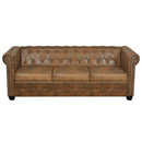 Chesterfield Sofa 3-personers Brun Kunstlæder