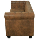 Chesterfield Sofa 3-personers Brun Kunstlæder