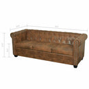 Chesterfield Sofa 3-personers Brun Kunstlæder