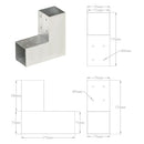 stolpebeslag L-form 71x71 mm galvaniseret metal