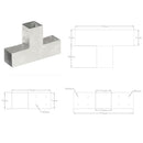 stolpebeslag T-form 71x71 mm galvaniseret metal